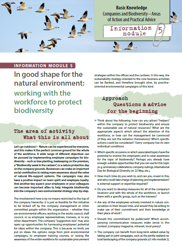 BiGC 5. Working with the workforce to protect biodiversity