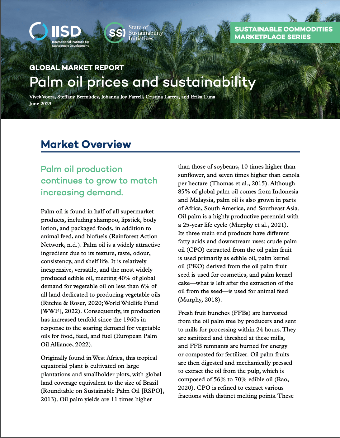 Palm oil prices and sustainability