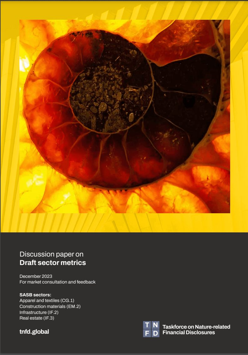 TNFD discussion paper on proposed sector disclosure metrics