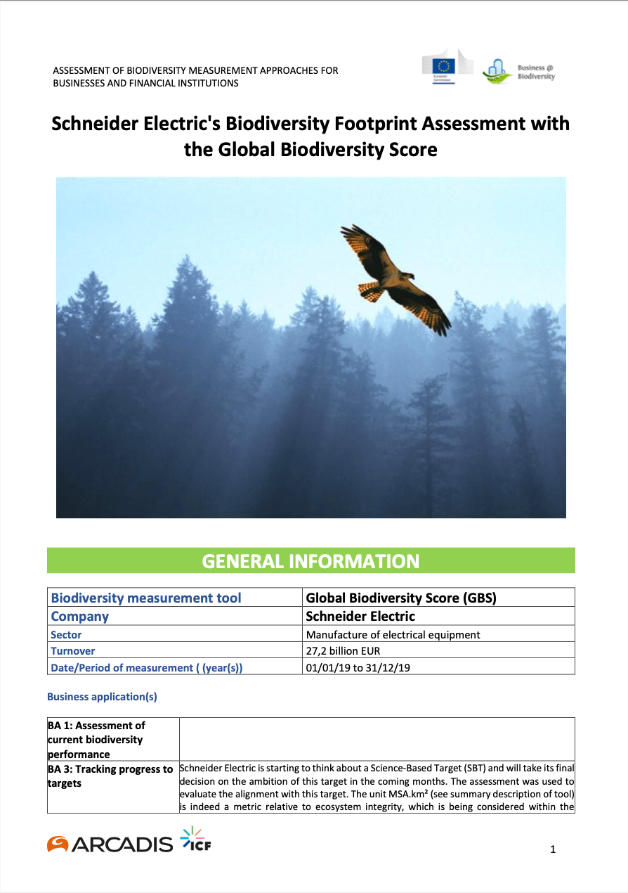 Schneider Electric’s Biodiversity Footprint Assessment with the Global Biodiversity Score