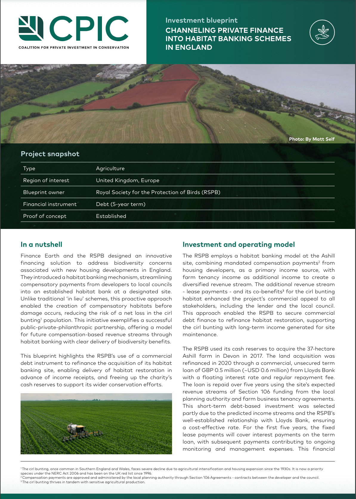Channeling private finance into habitat banking schemes in England