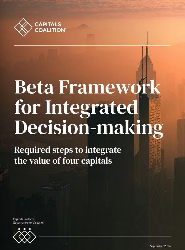 Beta Framework for integrating decision making. Required steps to integrate the value of four capitals