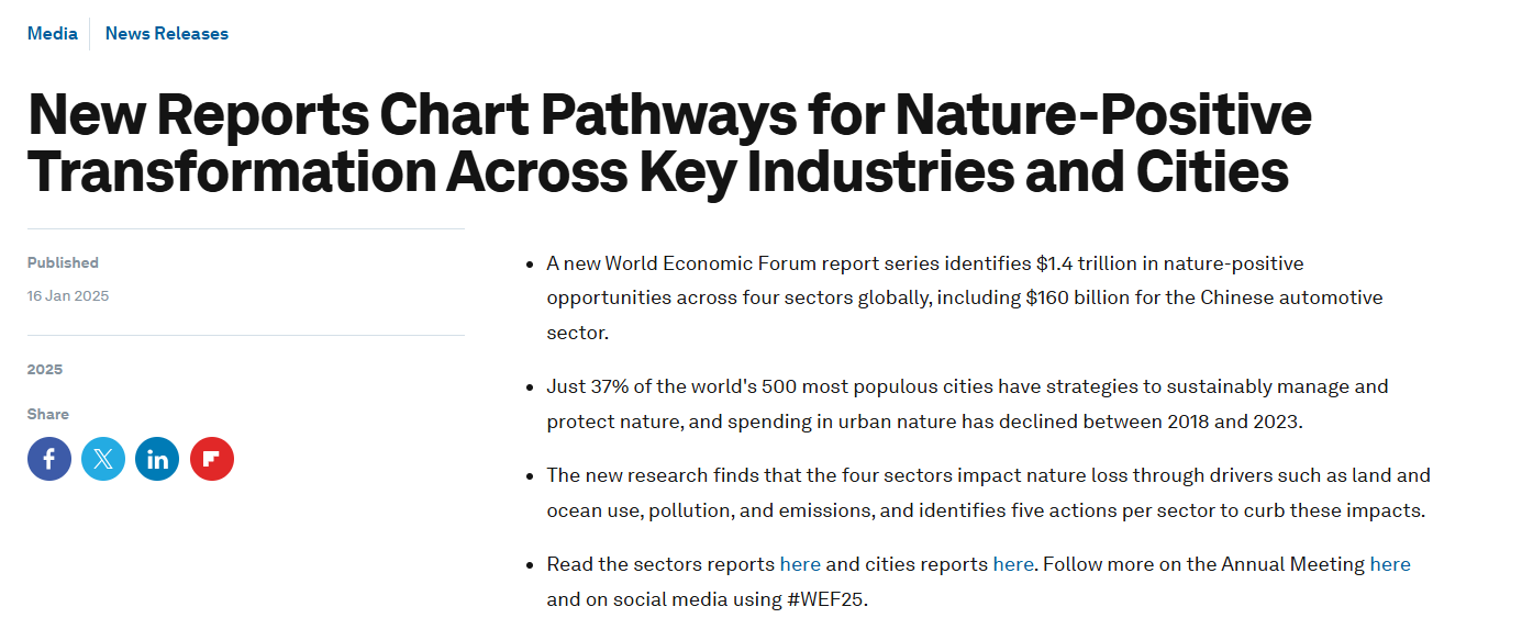 New Reports Chart Pathways for Nature-Positive Transformation Across Key Industries and Cities